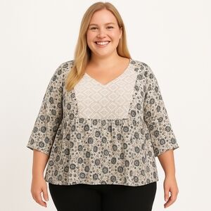 TORRID Floral Lace Inset Chiffon Blouse Size 2X